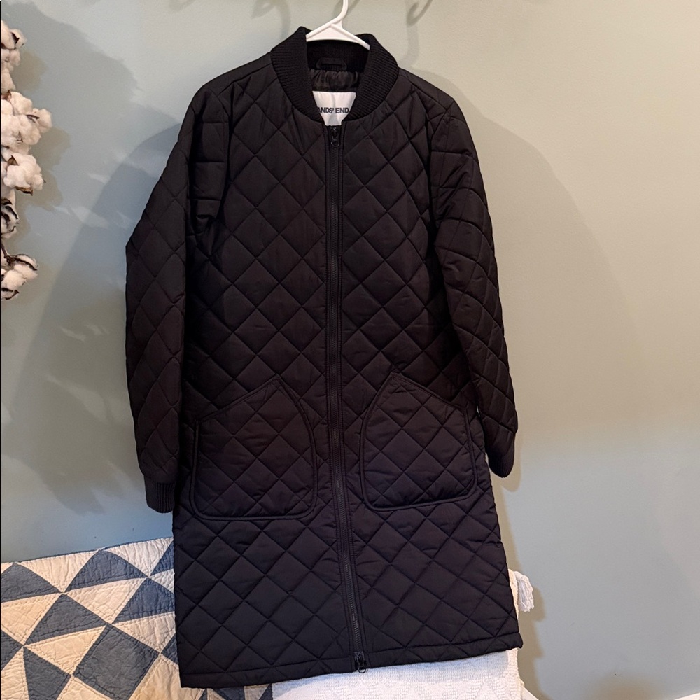 Lands' End Quilted Black Puffer Jacket